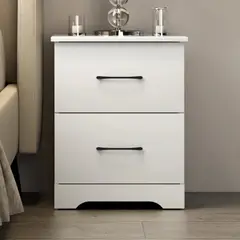 TU MESITA - Velador Mesa de Noche Kenia color Blanco 2 cajones