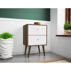 TU MESITA - Velador Mesa de Noche Karim color MarrónBlanco 2 cajones