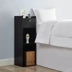TU MESITA - Velador Alto Mirlo color Negro 1 cajón