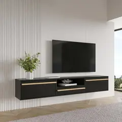 VENTITAS HOME - Mesa de TV Flotante 70“ Almendra Color Negro