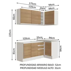 MADESA - Mueble de Cocina Integral de Esquina Glamy 269 cm 01