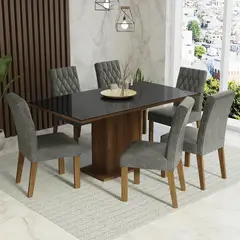MADESA - Juego de Comedor Geórgia con 6 Sillas - Tablero de Madera y Cristal