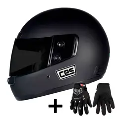 CES - CASCO MOTO ECONOMICO NEGRO MATE + GUANTES MOTO