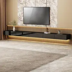 VENTITAS HOME - Mesa de TV Flotante 65” Bárbara Color Negro Brillante