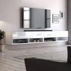 VENTITAS HOME - Mesa de TV Flotante 75” Miranda Color Blanco Brillante