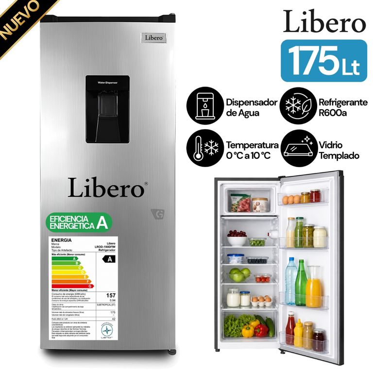 Refrigeradora LROD-190DFIW 175L Inox
