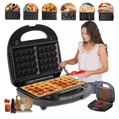 GENERICO - Máquina RAF Waflera Sandwichera Donuts Parrilla Donas 6 En 1 RAF R.541