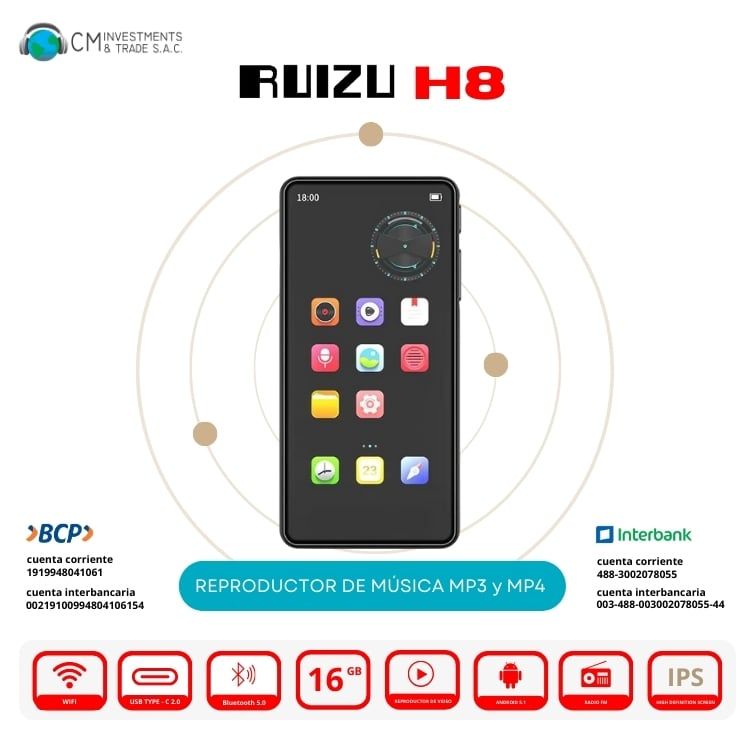 Reproductor MP3/MP4 RUIZU H8 Wifi Android 5.1