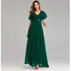 GENERICO - Vestido Largo, Cuello en V Corte Imperial Vestido Kelly