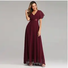 GENERICO - Vestido Largo, Cuello en V Corte Imperial Vestido Kelly