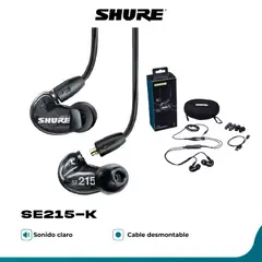 SHURE - SE215-K Audifonos In-Ear Profesionales