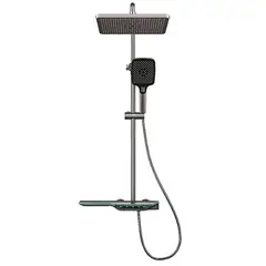 FRITECSA - Columna de Ducha Gris 5 Multichorros con teclas y pantalla Digital Led