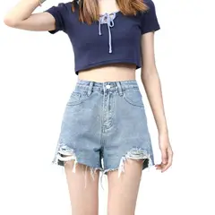 BAALATHKKO5 - Pantalones Cortos De Mezclilla Elásticos Para Mujer