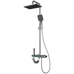 FRITECSA - Columna de Ducha Gris 5 Multichorros con teclas y pantalla Digital Led