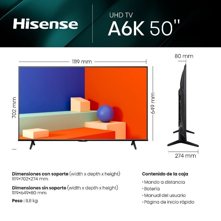 TELEVISOR VIDAA SMART TV 50A6KV 50″