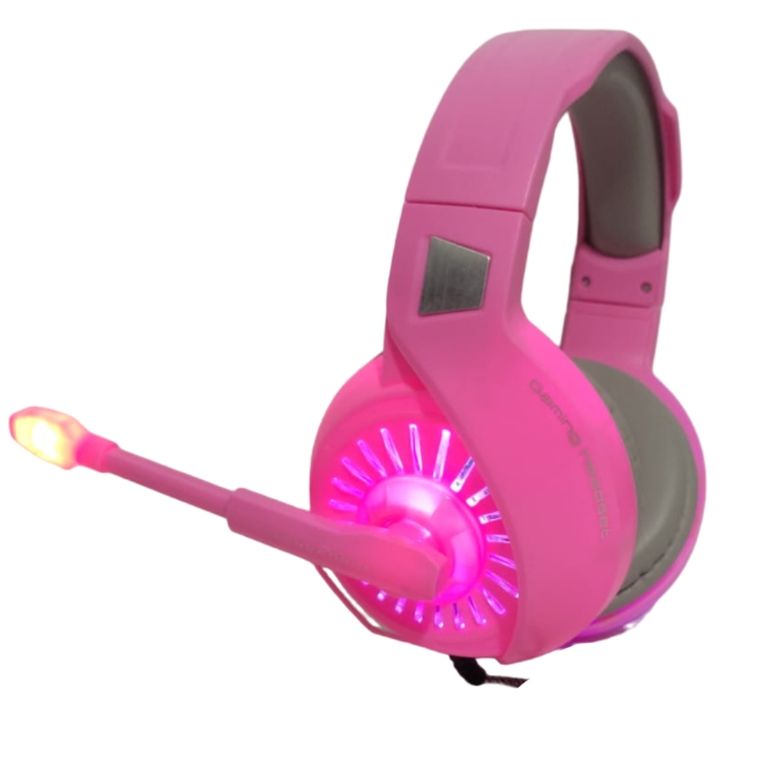 Audifonos Gamer Para Pc Laptop Ps4 Microfono Luz Rgb Rosado