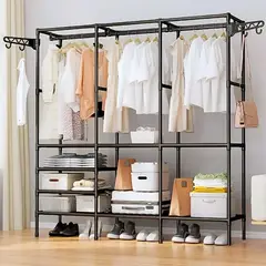 MINARI - Ropero Perchero Organizador Armario Closet 3 Cuerpos Negro 71P