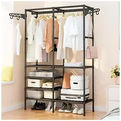 MINARI - Ropero Perchero Organizador Armario Closet 2 Cuerpos Negro 61P