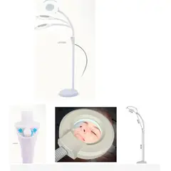 GENERICO - Lampara con pedestal cuello cisne de luz fría con lupa en vidrio 5x para facial