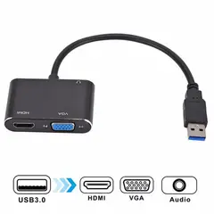 GENERICO - Convertidor USB 3.0 a Hmdi 4k VGA con audio 3.5mm 3 en 1 Multiport hub