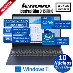 LENOVO - Laptop IdeaPad Slim 3 15IRH8 15.6" FHD TN, Core i7-13620H, Ram 16GB, Ssd 1 TB, Win 11 Pro