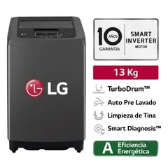 LG - Lavadora Carga Superior Smart Inverter WT13BPBK 13 KG - Negro Claro