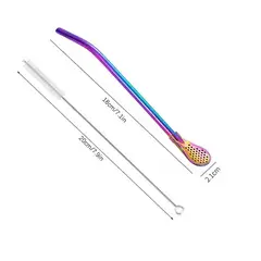 GENERICO - Bombilla multicolor para mate o infusiones + limpiador