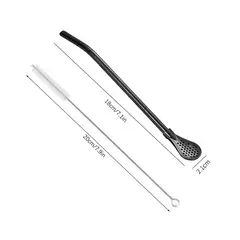 GENERICO - Bombilla negra para mate o infusiones + limpiador