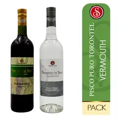 FRANCISCO DE SALES - Vino Vermouth x 750 ml.+ Pisco Torontel x 700 ml. Pack 2 Unidades
