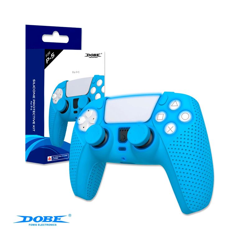 Funda De Silicona Protectora Para Mandos Ps5 Con Grip Celeste