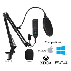 GENERICO - Kit Profesional Microfono Condensador Grabación PC Laptop PS4 BM-65