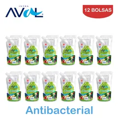 AVAL - Jabón líquido antibac. 800ml eucalipto AVAL. Pack 12 bolsas