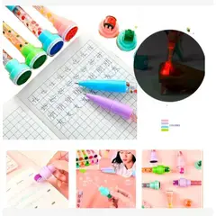 GENERICO - Pack 3 Boligrafo mágico, sello decorado, ilumin