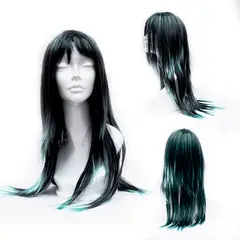 GENERICO - Peluca Artificial Larga Recta Color Verde con Negro