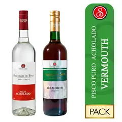 FRANCISCO DE SALES - Pisco Acholado x 700 ml + Vino Vermouth x 750 ml Pack 2 Unidades