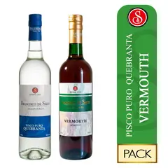 FRANCISCO DE SALES - Pisco Quebranta x 700 ml + Vino Vermouth x 750 ml Pack 2 Unidades