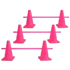 GENERICO - CONOS DEPORTIVO 36CM C/ ORIFICIO 6 UDS MÁS 3 VARILLAS FUCSIA