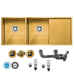 XM - Lavadero de Cocina de Lujo Acero Inox ULD07-12050 Nano Dorado