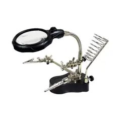 WESTOR - Soporte para Cautín con Lupa Luz LED y Pinzas WT-6375