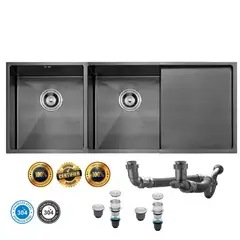 XM - Lavadero de Cocina de Lujo Acero Inox ULD01-12050 Nano Negro