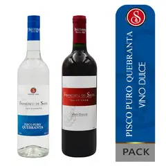 FRANCISCO DE SALES - Pisco Quebranta x 700 ml + Vino Dulce x 750 ml Pack 2 Unidades