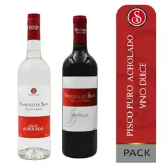 FRANCISCO DE SALES - Pisco Acholado x 700 ml + Vino Dulce x 750 ml Pack 2 Unidades