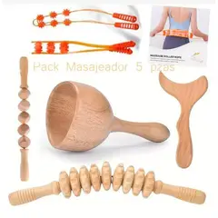 GENERICO - Pack 5 piezas de masajeadores de madera