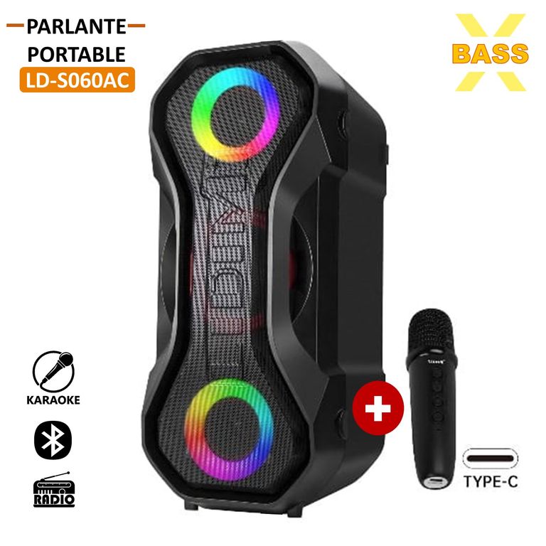 Parlante X-BASS LD-S060AC 240W USB FM BT Micrófono Inalámbrico