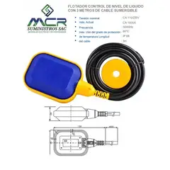 GENERICO - FLOTADOR CONTROL DE NIVEL DE LIQUIDO CON 3 METROS DE CABLE SUMERGIBLE