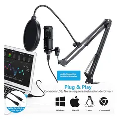 SEISA - Kit Profesional Microfono Condensador Grabación PC Laptop PS4 BM-65