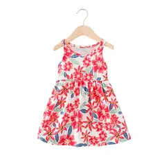 DENISASAA - Vestido estampado sin mangas estilo pastoral vestido floral para niñas