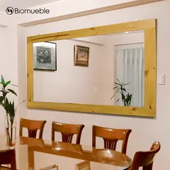 GENERICO - Espejo Comedor Ébano de Madera Reciclada en Estilo Rústico Rectangular