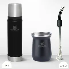 STANLEY - Combo Termo Classic 591 + Matero 236ml + Bombilla Negro