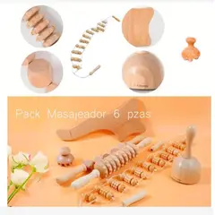 GENERICO - Masajeador De Madera De 6 Piezas, Manajeador De Madera